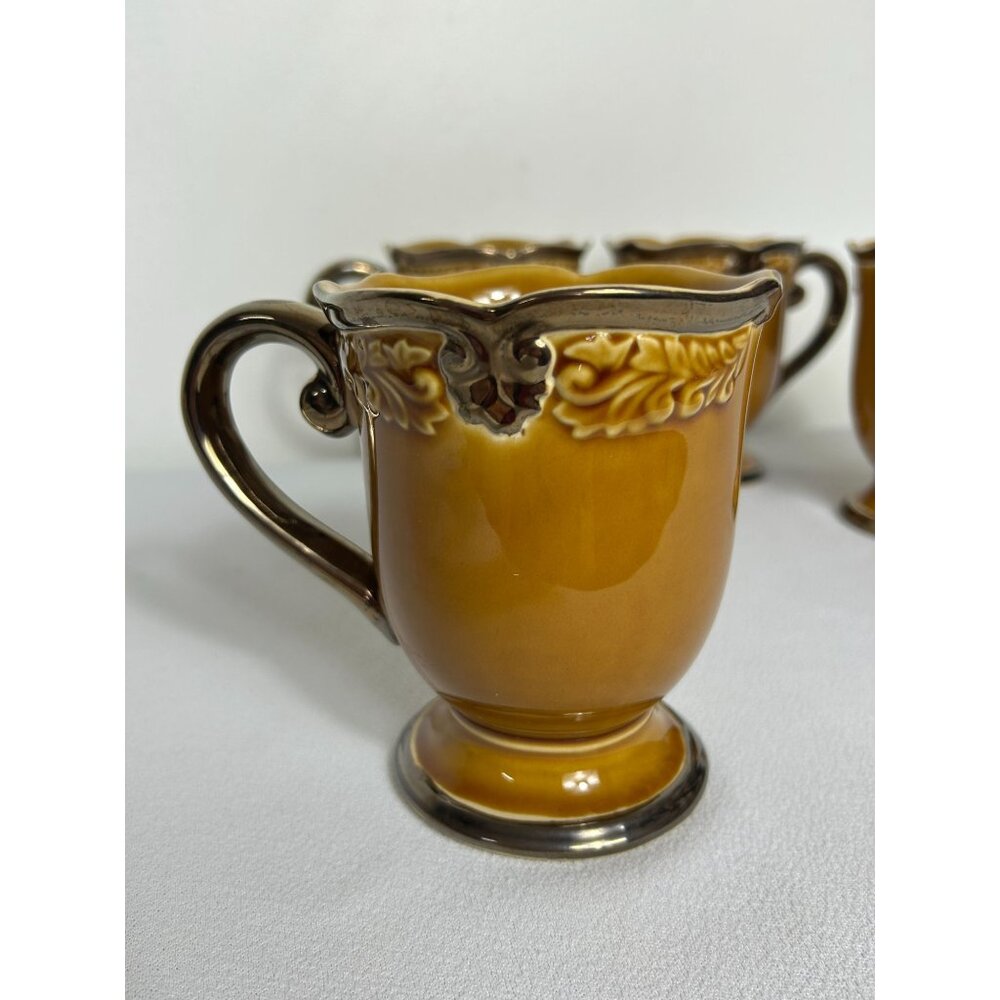 Set of 4 Certified International Karidesign Regency Gold Handled Mugs - Picture 3 of 8